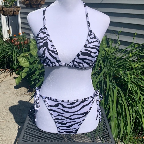 Other - Black & White Zebra Print String Bikini